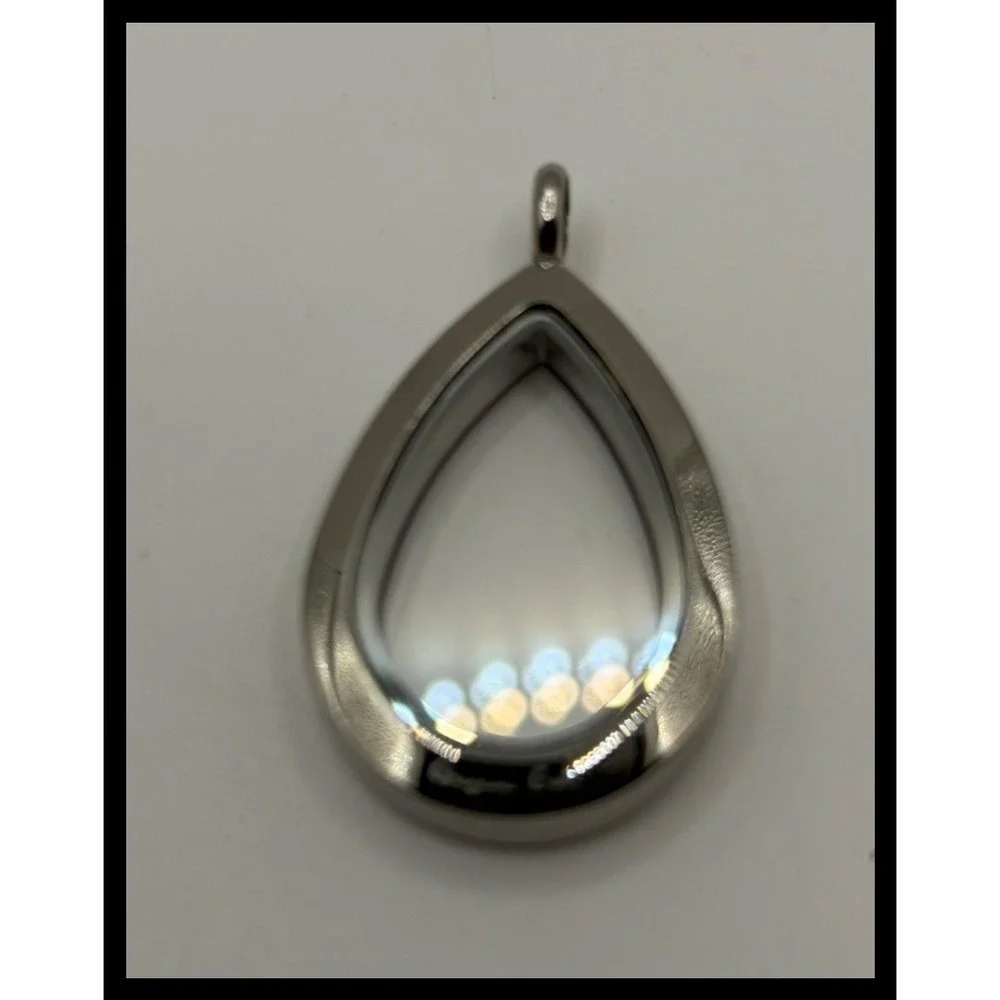 Origami Owl Teardrop Locket Womens Silver Rhinestone Floating Charm Jewelry